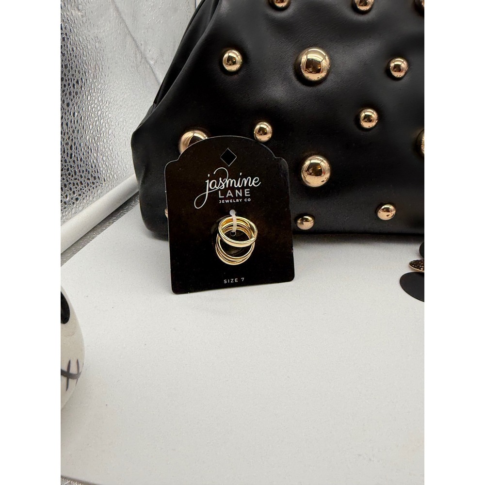 A New Day Black Studded Clutch Bag Bundle with Jasmine Lane Rings and Earrings - Picture 5 of 7